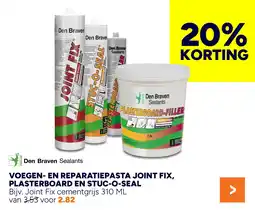 BOUWMAAT Den Braven Sealants voegen en reparatiepasta joint fix, plasterboard en stuc o seal aanbieding
