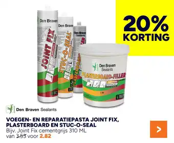BOUWMAAT Den Braven Sealants voegen en reparatiepasta joint fix, plasterboard en stuc o seal aanbieding