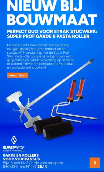 BOUWMAAT Superprof garde en rollers voor stucpasta's aanbieding