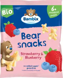 De Online Drogist Bambix Bearsnacks Aardbei & Bosbes 6M+ Bio 180GR aanbieding