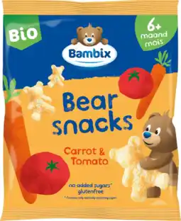 De Online Drogist Bambix Bearsnacks Wortel & Tomaat 6M+ Bio 180GR aanbieding