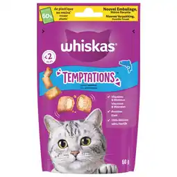 Pets Place Whiskas Temptations - Verwensnacks - Zalm 60 g aanbieding