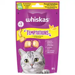 Pets Place Whiskas Temptations - Verwensnacks - Kip Kaas 60 g aanbieding