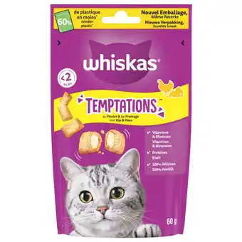 Pets Place Whiskas Temptations - Verwensnacks - Kip Kaas 60 g aanbieding