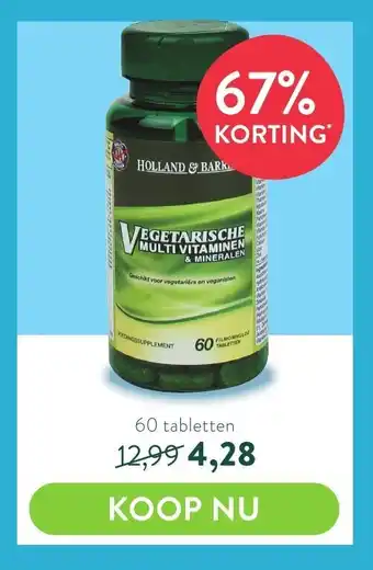 Holland & Barrett Vegetarische multivitaminen & mineralen 60 tabletten aanbieding