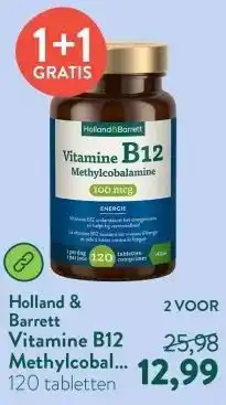 Holland & Barrett Vitamine B12 Methylcobalamine 100mcg - 120 tabletten aanbieding