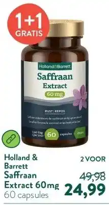 Holland & Barrett Saffraan Extract 60mg aanbieding