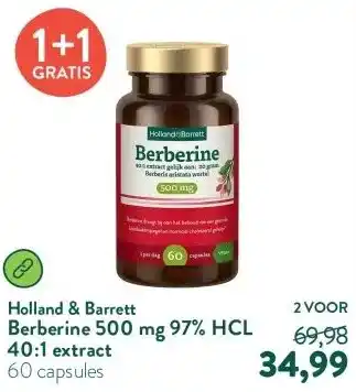 Holland & Barrett Berberine 500 mg 97% HCL 40:1 extract aanbieding