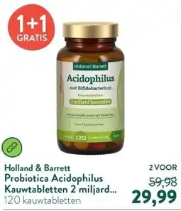 Holland & Barrett Probiotica Acidophilus Kauwtabletten 2 miljard Aardbeiensmaak aanbieding