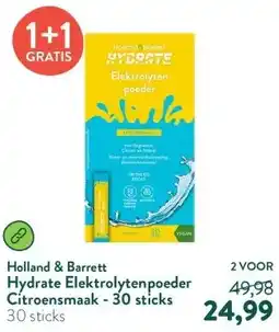 Holland & Barrett Hydrate Elektrolytenpoeder Citroensmaak - 30 sticks aanbieding