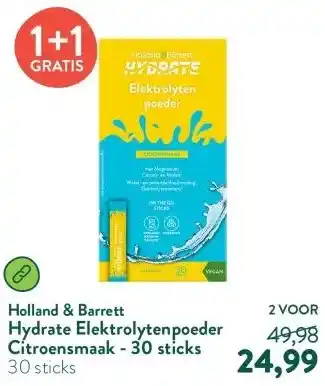Holland & Barrett Hydrate Elektrolytenpoeder Citroensmaak - 30 sticks aanbieding
