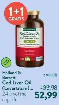 Holland & Barrett Cod Liver Oil (Levertraan) 1000mg aanbieding