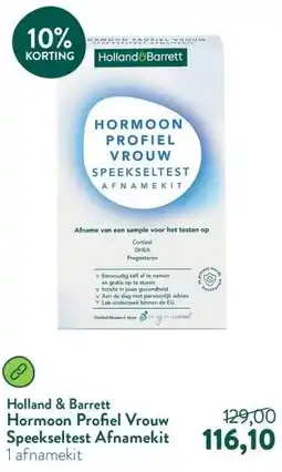 Holland & Barrett Hormoon Profiel Vrouw Speekseltest Afnamekit aanbieding
