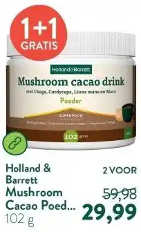 Holland & Barrett Mushroom Cacao Poeder Drink - 102g aanbieding