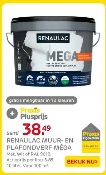 Praxis RENAULAC MUUR- EN PLAFONDVERF MÉGA aanbieding
