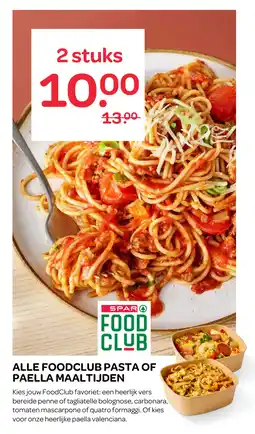 Spar Alle foodclub pasta of paella maaltijden aanbieding