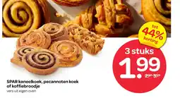 Spar SPAR kaneelkoek, pecannoten koek of koffiebroodje aanbieding
