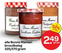 Spar alle Bonne Maman broodbeleg aanbieding