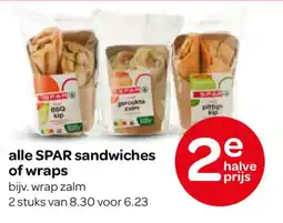 Spar alle SPAR sandwiches of wraps aanbieding