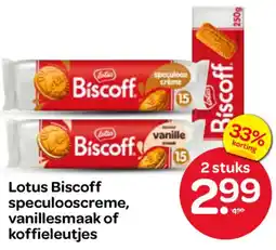 Spar Lotus Biscoff speculooscreme, vanillesmaak of koffieleutjes aanbieding