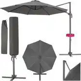 Praxis tectake - Parasol Ø 300cm met voetpedaal en beschermhoes - Grijs aanbieding