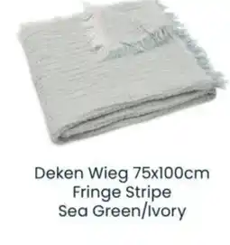 Babypark Deken Wieg Fringe Stripe Sea Green/Ivory aanbieding
