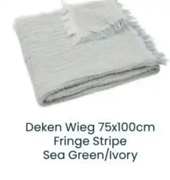Babypark Deken Wieg Fringe Stripe Sea Green/Ivory aanbieding