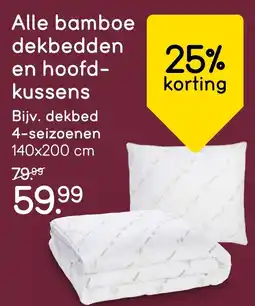 Leen Bakker Alle bamboe dekbedden en hoofd kussens aanbieding