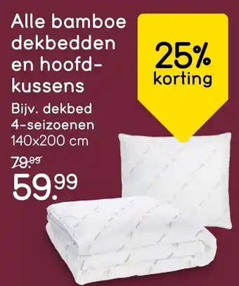 Leen Bakker Alle bamboe dekbedden en hoofd kussens aanbieding