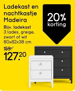 Leen Bakker Ladekast en nachtkastje Madeira aanbieding