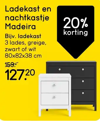 Leen Bakker Ladekast en nachtkastje Madeira aanbieding