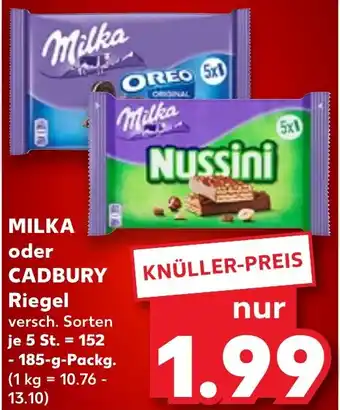 Kaufland DE Milka oder CADBURY Riegel aanbieding