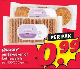 Boni gwoono pindakoeken of koffiewafels aanbieding