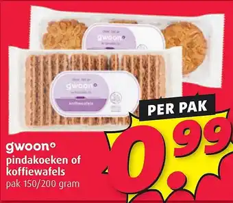 Boni gwoono pindakoeken of koffiewafels aanbieding