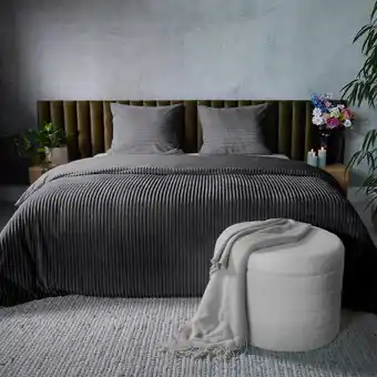 Action Ribbed dekbedovertrek - Antraciet aanbieding