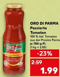 Kaufland DE ORO DI PARMA Passierte Tomaten aanbieding