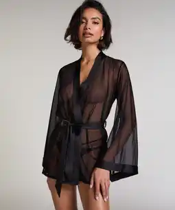 Hunkemoller Hunkemöller Kimono Maxime Tulle Zwart aanbieding
