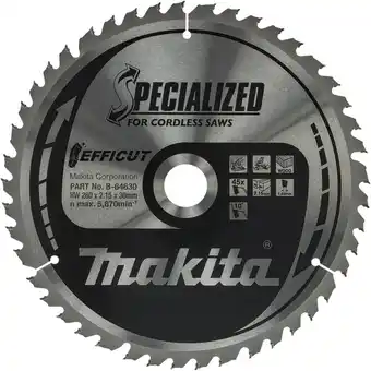 Coolblue Makita Afkortzaagblad Hout Efficut 260x30x2,15 45T aanbieding