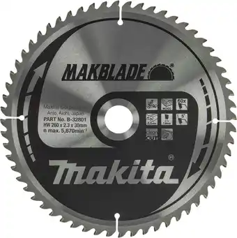 Coolblue Makita Afkortzaagblad Hout Makblade 260x30x2,3 60T aanbieding