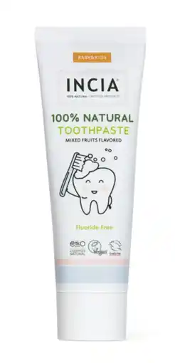 De Online Drogist Incia 100% Natural Toothpaste Fluoride Free Mixed Fruits Flavored 50ML aanbieding