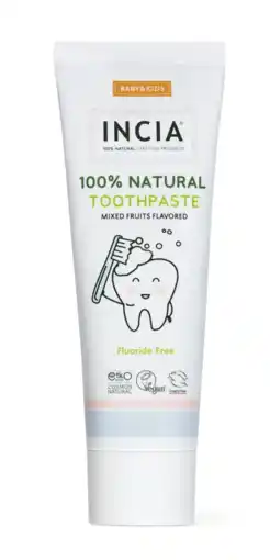 De Online Drogist Incia 100% Natural Toothpaste Fluoride Free Mixed Fruits Flavored 50ML aanbieding