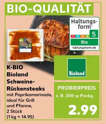 Kaufland DE KBIO Bioland Schweine Rückensteaks aanbieding