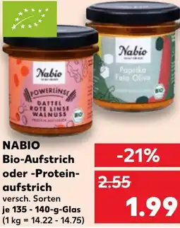 Kaufland DE Nabio Bio Aufstrich oder Protein aufstrich aanbieding