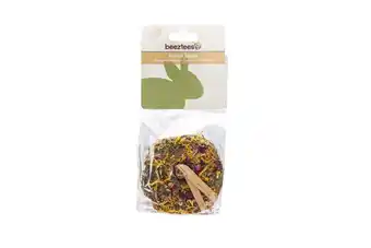 Welkoop Beeztees Hooi donut - Knaagdiersnack - Roos - Goudbloem - 65 gram aanbieding