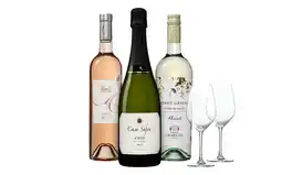 Wijnvoordeel Wijnpakket met Glazen - Rosé, Wit & Mousserend aanbieding