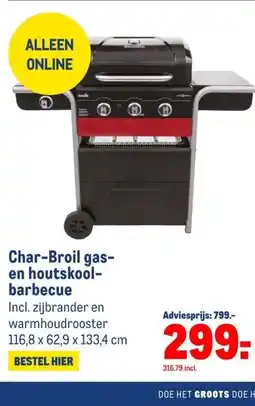 Makro Char-Broil gas- en houtskool- barbecue aanbieding