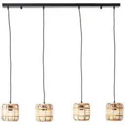 Praxis Brilliant hanglamp Crosstown bamboe 4xE27 aanbieding