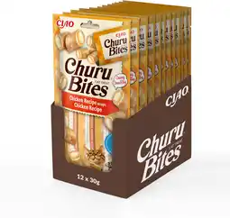 Amazon INABA Churu Bites - Chicken Bites Cat Treat, Kipcoating - Zacht en Romig - 36 Tubes x 10g aanbieding