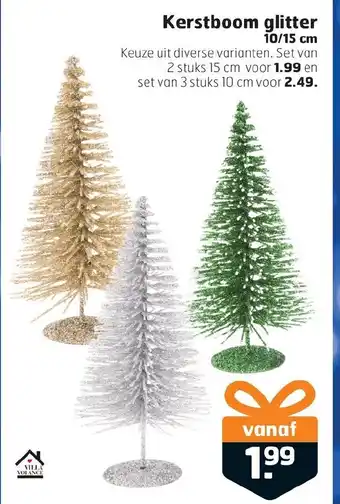 Trekpleister Villa Volance Kerstboom glitter 10/15cm aanbieding