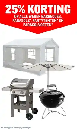 Makro OP ALLE WEBER BARBECUES, PARASOLS, PARTYTENTEN EN PARASOLVOETEN aanbieding